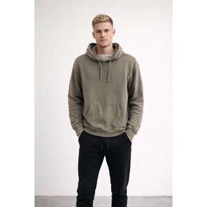 MONROW Mens Sage Green Cotton Pullover Hoodie‎ Sweatshirt Large L USA